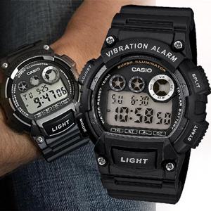 카시오 진동알람 W-735H-1A 10년전지 남성 방수 전자 군인시계