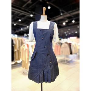 [포커스]멜빵 주름 데님 미니 원피스 (FM3C7OP0269)