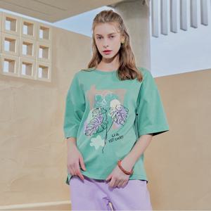 크레송 민트그린 여성 아트 프린트 티 블라우스 C2221BL07_GR