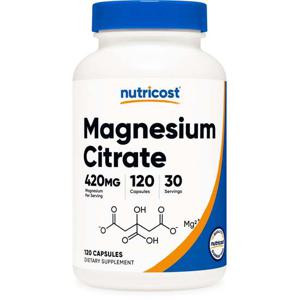 뉴트리코스트 마그네슘 시트레이트 보충제 420mg, 30회분 (120 베지테리언 캡슐)