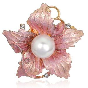 한복브로치 럭셔리 목걸이겸용 진주 브로치 핑크 골드도금 러블
