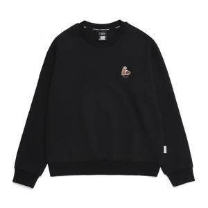 내셔널지오그래픽N251WSW040 여성 동물와펜 세미오버핏 크롭 맨투맨 CARBON BLACK