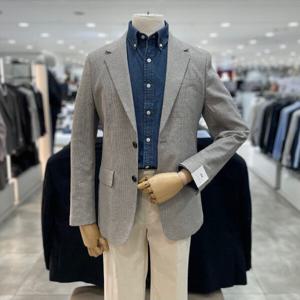 [지오지아]린넨혼방 패턴 캐주얼 자켓_AAF2KG1102_BE_DG