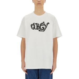 오베이 오베이 로고 프린트 코튼 티셔츠 165264059 WHITE