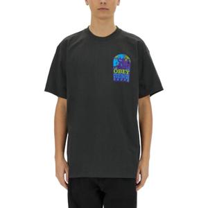 오베이 그래픽 프린트 크루넥 반팔 티셔츠 165264086 VINTAGEBL