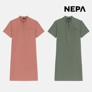 네파 여성 스탠넥 홀리 원피스 여름 반팔 반집업 롱원피스 7L42860