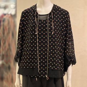 [벨리시앙]시스루 배색 프린팅 저지 점퍼 JP5331