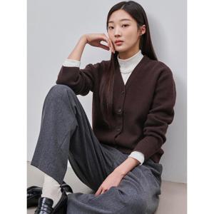 [빈폴레이디스]울 혼방 V넥 카디건 브라운 (BF495AC07D)