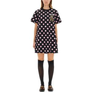 모스키노 폴카 도트 반팔 에이라인 미니 원피스 04435442 3555