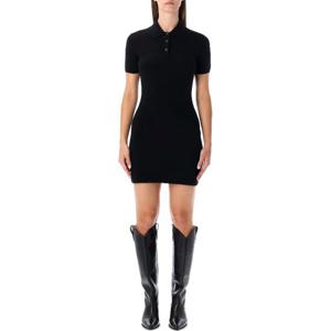 알렉산더왕 로고 패치 리브 니트 폴로 미니 원피스 4KC4256063