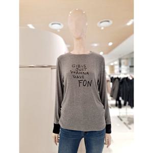 [숲]허리스모킹 소매배색 레터링 긴팔티 SC3LT32