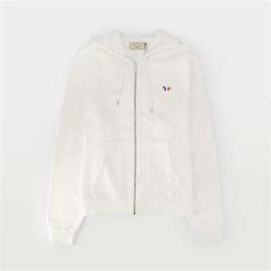 메종키츠네 트리컬러 폭스 패치 후드 집업 AW00304KM0001 WH