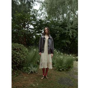 [듀엘]칼라 배색 하이넥 레더 자켓 D254PSG261