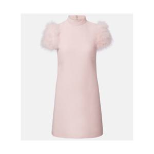 발렌티노 페더 트리밍 터틀넥 Crepe Couture 미니드레스 P01108316