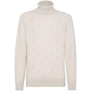 24FW 브루넬로 쿠치넬리 Geometric Jacquard 터틀넥 스웨터 in alpaca 코튼 앤 울 MSO708503CDG31 TP571998788