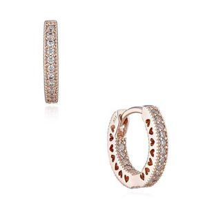 판도라 귀걸이 286317C01 파베 하트 로즈 후프 여성귀걸이