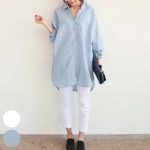 [강물처럼]빅사이즈사랑해요 J734L310 캐주얼루즈롤업롱남방 DS