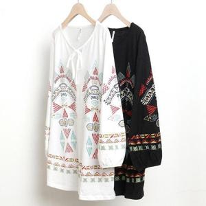 [강물처럼]빅사이즈리본티 w069L408 에스닉나염블라우스 MN (189