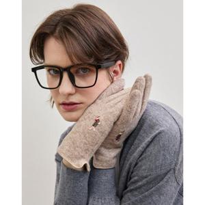 선물포장  (DCGV5F202I2) 베이지 울 닥스훈트자수 스마트폰터치 장갑