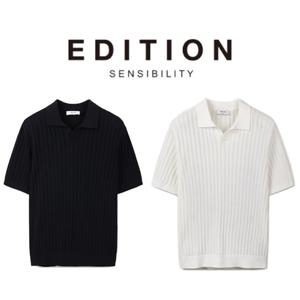 [에디션앤드지]26 SS 남자카라티 리브드 오픈 카라넥 니트 2종 1택 NEG2ET1924 DR4488