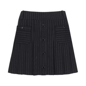 파리게이츠골프스커트 NQC 521E2PC401_BK 여성 스트라이프 버튼 플리츠 큐롯 스커트