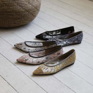 여자 망사 뾰족코 데일리 낮은 굽 플랫 슈즈 여성 구두 플랫