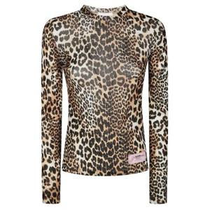라프리마 가니 레오파드 프린트 메쉬 롱 슬리브 블라우스 긴팔 T4208 943