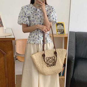 슈팅스타 / 빅카라 퍼프소매 허리라인 반팔 셔츠 블라우스 963849