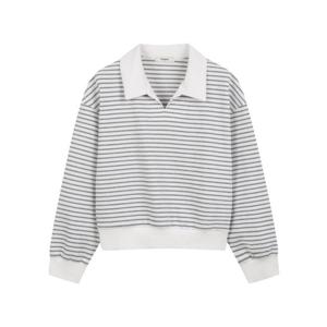 [폴햄] PHG2TR2030 여성 더블니트 슬릿 카라 스트라이프 맨투맨 PHG2TR2030