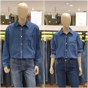 플랙 남녀공용 레귤러핏 프리미엄 실켓 데님셔츠 청남방_중청 PWTO1LSL23M MI1