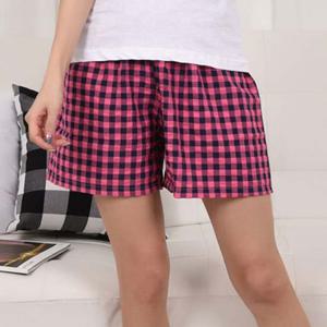 여성 체크 특면 3부 파자마 하의 홈웨어 잠옷 바지