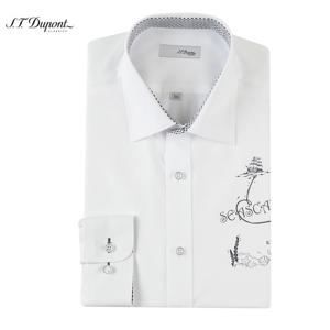 (S.T듀퐁)24년 SS 신상 슬림핏 프린트 포인트 솔리드 긴팔 셔츠 -SE4SM21LS309SWH(화이트)