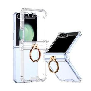갤럭시Z플립7 6 5 4 3 힌지 골드링 투명 젤하드 케이스