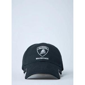 26 SS Balenciaga x Lamborghini 남성 로고 모티프 베이스볼 캡 bll0162006blk