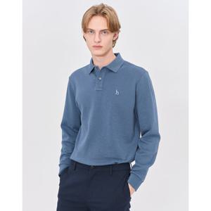 헤지스 남성 24FW 반값세일스테디셀러 블루 단색 면혼방 긴팔카라티셔츠 WHTS4D432B5