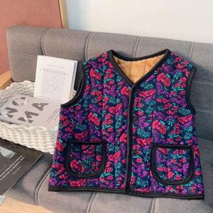 [프로셀러] 촌캉스룩 할머니 조끼 성인수면 김장 꽃무늬