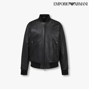 [엠포리오 아르마니]남성 디보싱 로고 패턴 레더 자켓(A514109009)