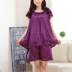 여자실크잠옷 시원한 잠옷 상하의 세트 여자 쿨반바지 반팔 셋트