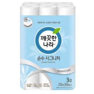 깨끗한나라 순수 시그니처 3겹 28m 30롤 화장지 휴지