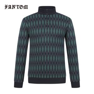 [팬텀] 남성 아가일 패턴 반집업 긴팔티셔츠