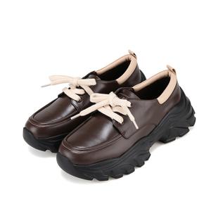 [바바라(슈즈)]소가죽 경량창 배색 레이스업 스니커즈 로퍼 BBH543BK