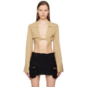 26 SS 블루마린 여성 베이지 트위스트 셔츠 231901F109005