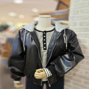 [레코브]LC31E3JP506X_후드 인조 가죽 점퍼