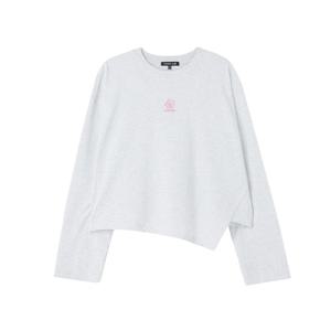 [랩]꽃자수 사선컷팅 크롭티셔츠 AR1CT260