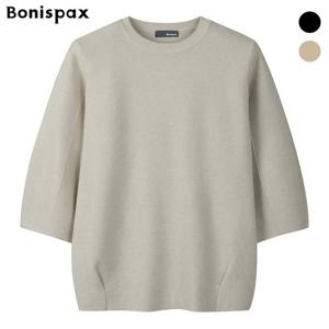 보니스팍스  베이직 밑단 퍼프 절개 반팔 니트 (XP2KP002M0)