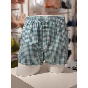 [바바라] 남성 면 소변구 체크 사각 트렁크 팬티 AMT4408T GR