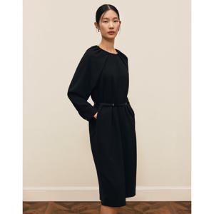 닥스 여성 25SS 블랙 트윌 조직 셔링 포인트 벨티드 7부 원피스 DLDR5B203BK