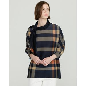 닥스 여성 25SS SET플리츠네이비 빅 체크 긴소매 티셔츠(탑&스카프 2P 구성) DLTS5BP22N3