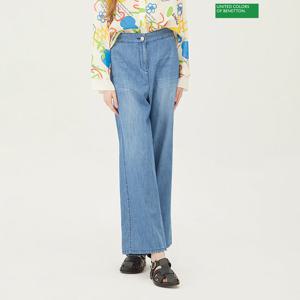 베네통 밴딩 일자핏 해지 데님팬츠 BADP50431