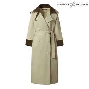 [나인식스뉴욕(영캐릭터)]배색 밸티드 롱 자켓 (NP1JK016L0)